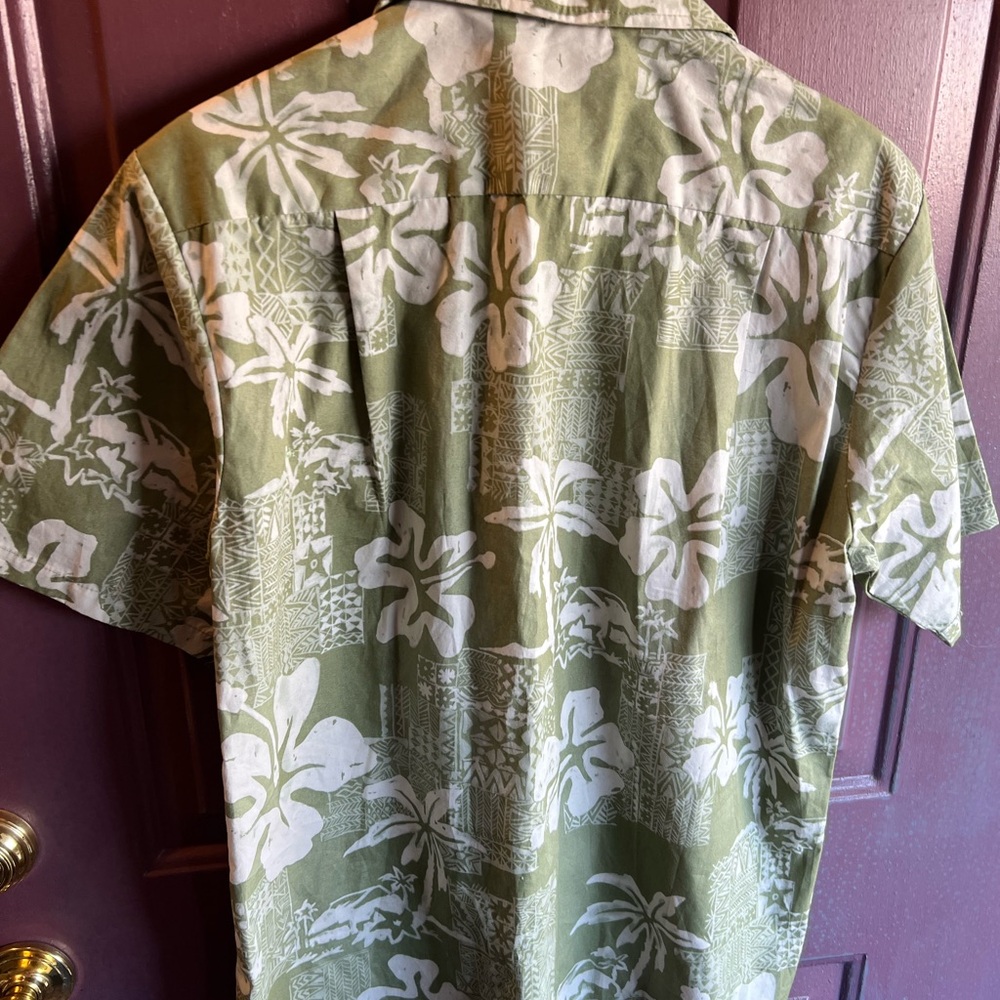 NWT RJC Green Print Hawaiian Shirt Aloha Cotton Medium - Picture 5 of 6